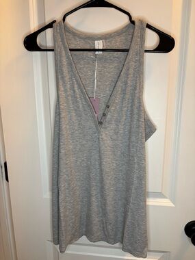 Gray Sleeveless V-Neck Tank Top